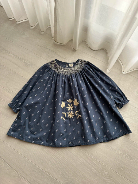 深藍刺繡洋裝 image 1 of 0