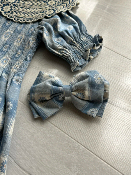 藍格刺繡洋裝 image 1 of 0