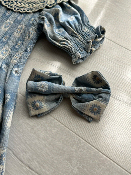 藍格刺繡洋裝 image 1 of 0
