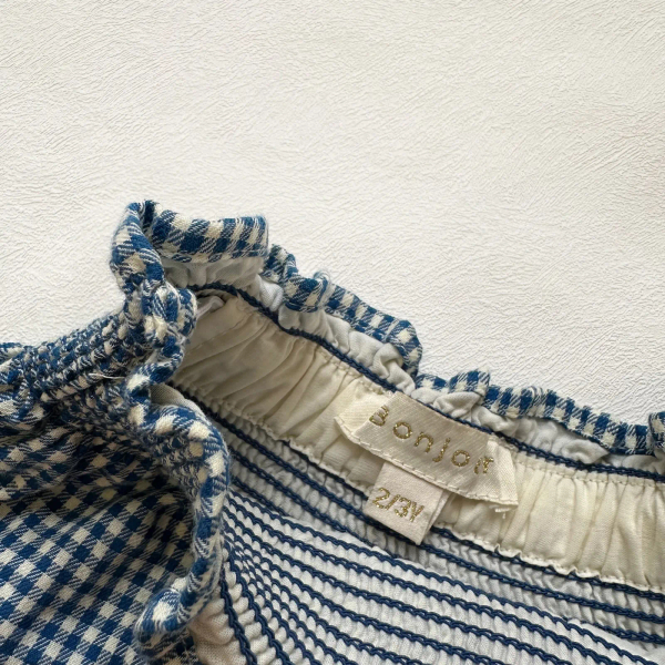 Pleated Skirt With Tie Scarf in Blue Vichy Check by Bonjour image 1 of 0