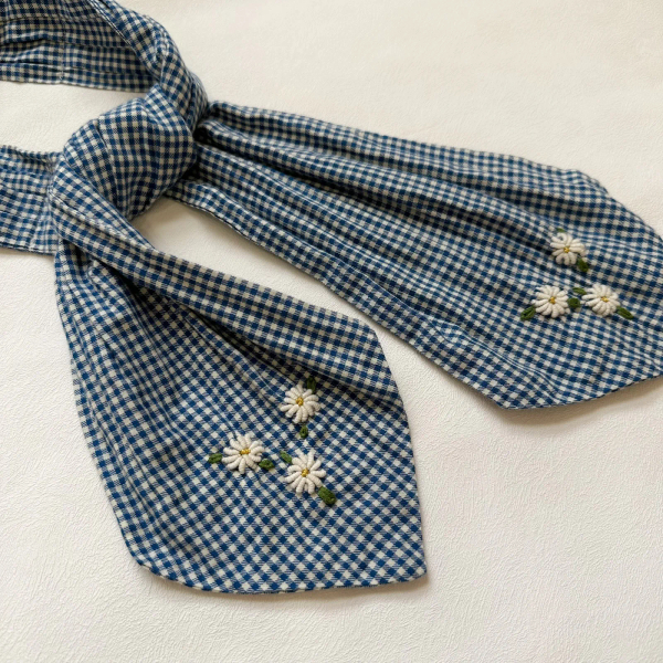 Pleated Skirt With Tie Scarf in Blue Vichy Check by Bonjour image 1 of 0