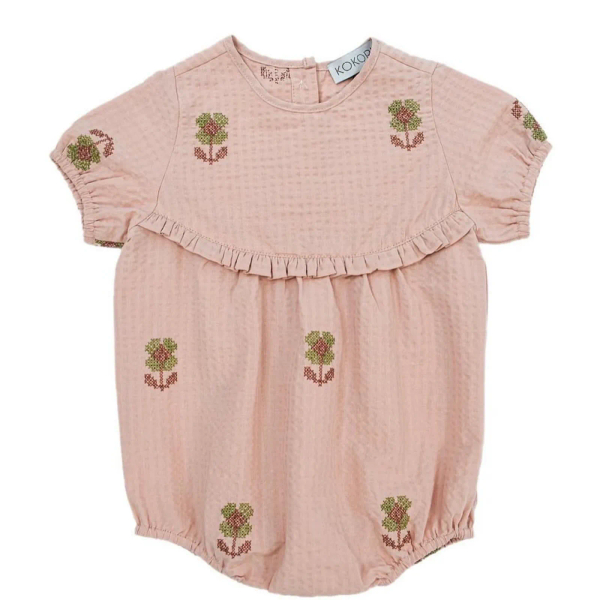 經典刺繡粉花包屁衣 image 1 of 0