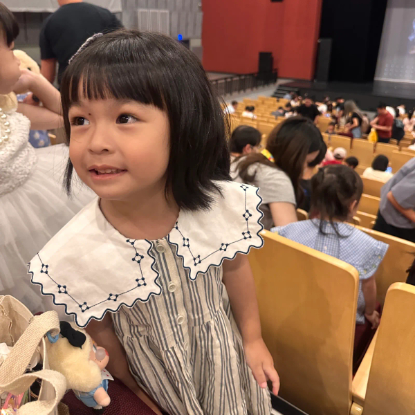 mes kids des fleurs 方花領條紋洋 Striped dress-grey image 1 of 0