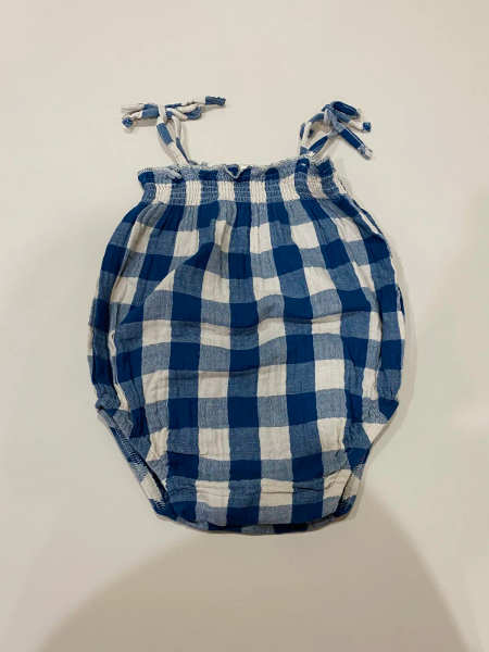 Pottery Blue Gingham Spaghetti Bodysuit  image 1 of 0