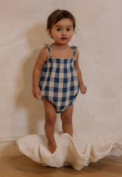 Pottery Blue Gingham Spaghetti Bodysuit  image 1 of 0