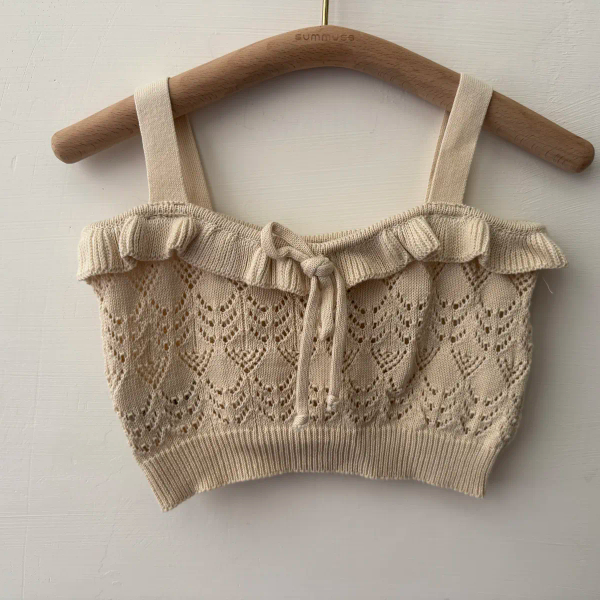 Rita Crochet 復古輕針織鏤空荷葉飾邊細肩套裝 image 1 of 0