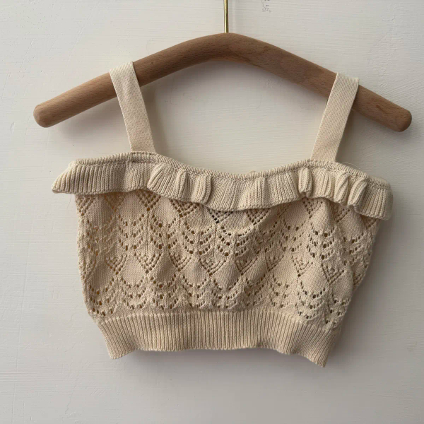 Rita Crochet 復古輕針織鏤空荷葉飾邊細肩套裝 image 1 of 0