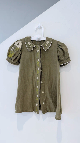 深綠刺繡洋裝 image 1 of 0