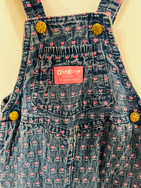 Oshkosh古董吊帶褲 刺繡愛心花 image 1 of 0