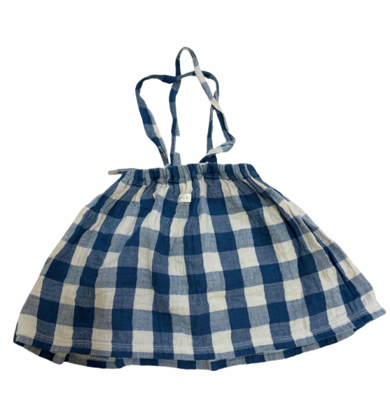 Organic Zoo - Pottery Blue Gingham Crossback Skirt image 1 of 0