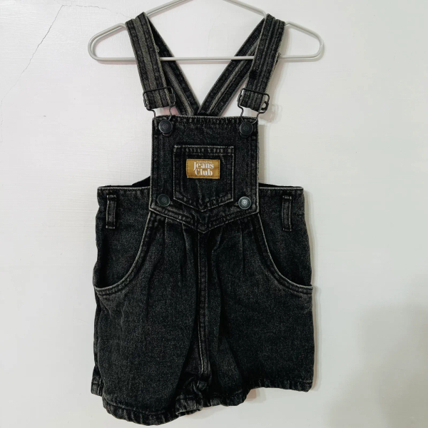 Twin Collective 復古水洗黑色牛仔連身吊帶短褲 image 1 of 0