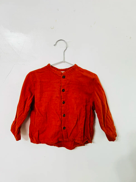 Serendipity Organics橘紅色棉麻長袖襯衫 image 1 of 0