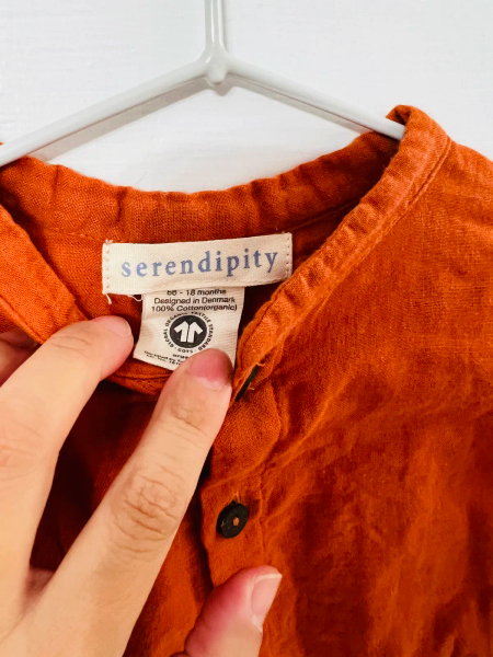 Serendipity Organics橘紅色棉麻長袖襯衫 image 1 of 0