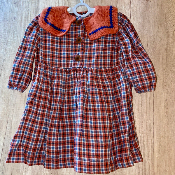 KALINKA 針織領亞麻格紋洋裝Teodora Dress image 1 of 0