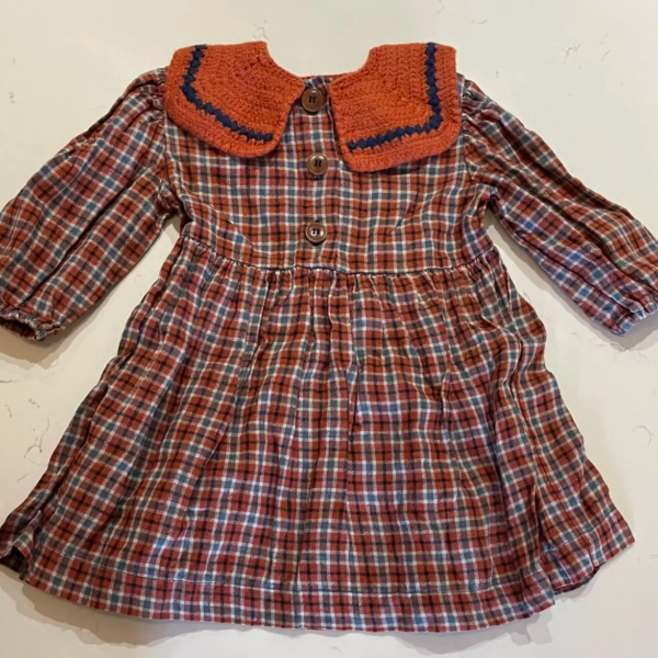 KALINKA 針織領亞麻格紋洋裝Teodora Dress image 1 of 0