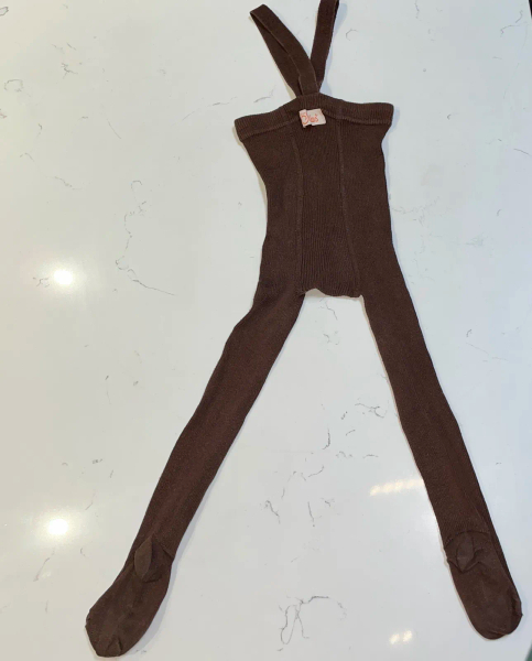 復古吊帶褲襪 - Chocolate Brown 1-2y image 1 of 0