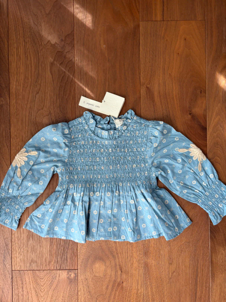 Baby Mia Top 寶寶縮口刺繡上衣 (官網獨家款) Quilt Calico Blue Pebble image 1 of 0
