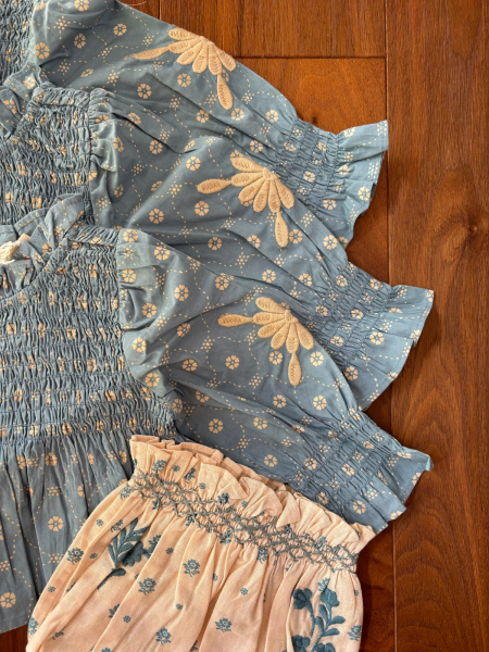 Baby Mia Top 寶寶縮口刺繡上衣 (官網獨家款) Quilt Calico Blue Pebble image 1 of 0