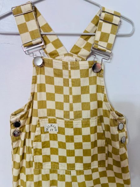 Claude & Co 奶油黃棋盤格吊帶褲 image 1 of 0