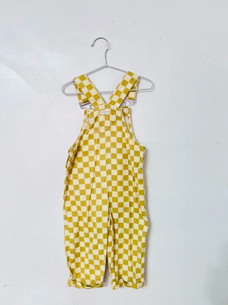 Claude & Co 奶油黃棋盤格吊帶褲 image 1 of 0