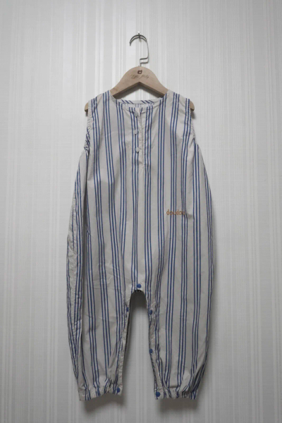 無袖連身褲-條紋藍 image 1 of 0
