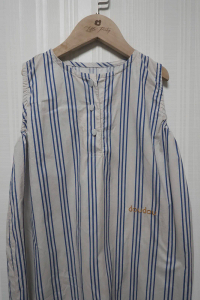 無袖連身褲-條紋藍 image 1 of 0