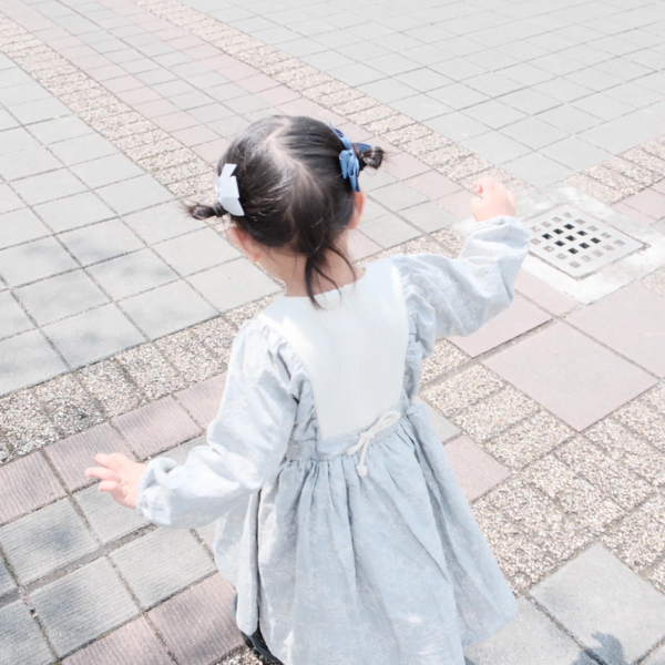 Denim-effect embroidered dress with yoke image 1 of 0