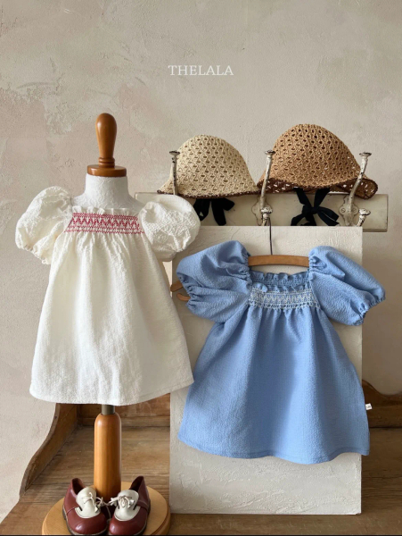 藍色澎袖洋裝 image 1 of 0