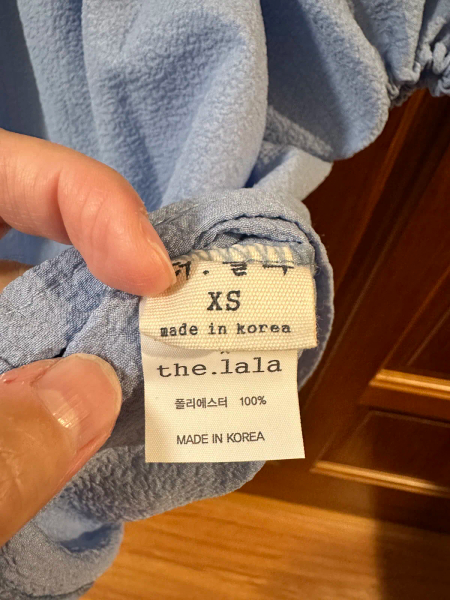 藍色澎袖洋裝 image 1 of 0