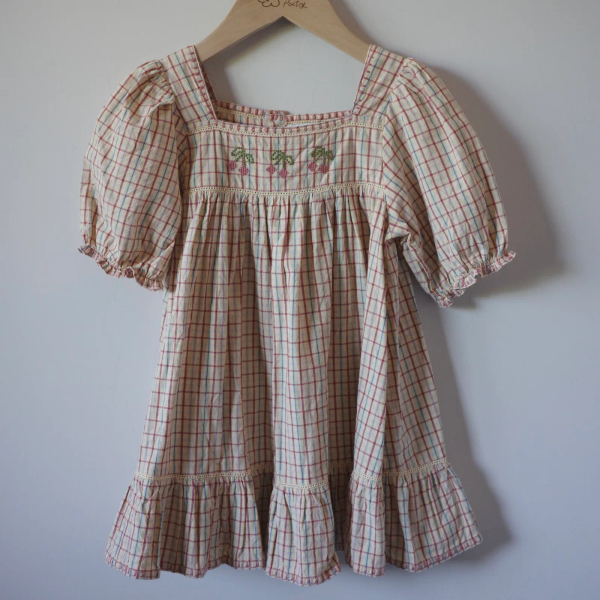 VANILLA CHECK EMBROIDERED DRESS image 1 of 0