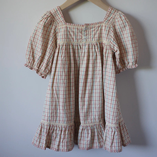 VANILLA CHECK EMBROIDERED DRESS image 1 of 0