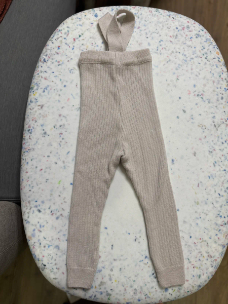 美麗諾米灰螺紋吊帶合身褲 Merino leggings – almond image 1 of 0