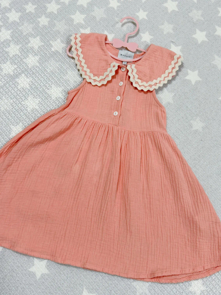 珊瑚粉棉紗洋裝 image 1 of 0