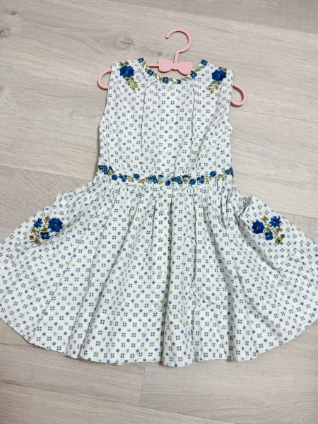 復古刺繡花磚圓裙洋裝 image 1 of 0