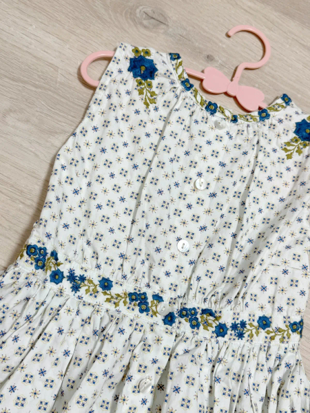 復古刺繡花磚圓裙洋裝 image 1 of 0