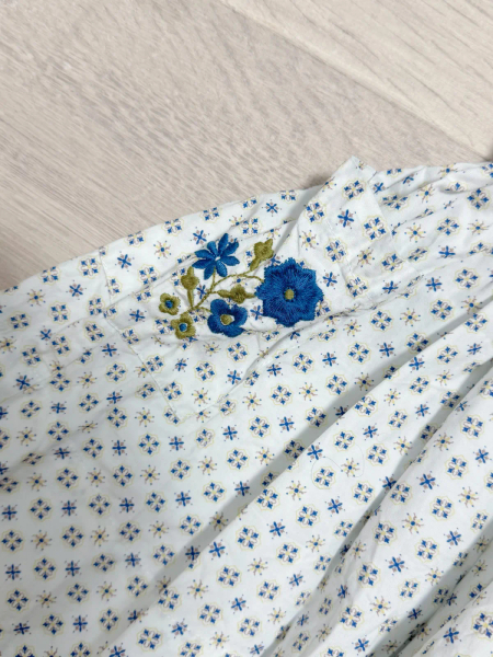 復古刺繡花磚圓裙洋裝 image 1 of 0