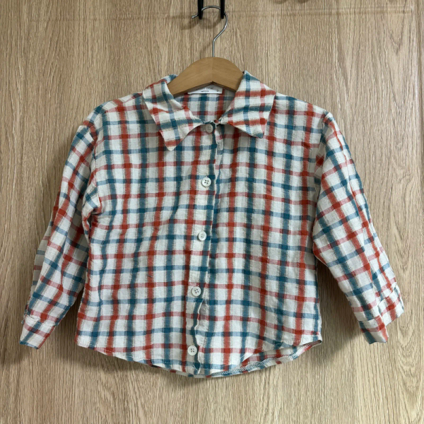 夏季紅色格子薄襯衫 image 1 of 0