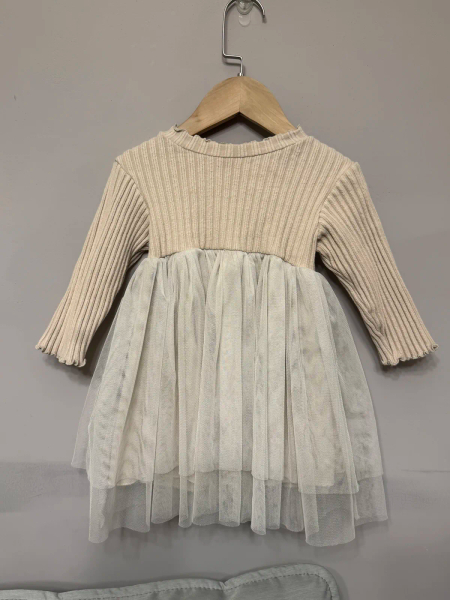 卡其色紗裙洋裝 image 1 of 0