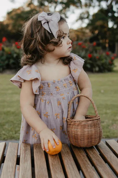 有機Muslin棉紗小花刺繡荷葉袖洋裝 image 1 of 0