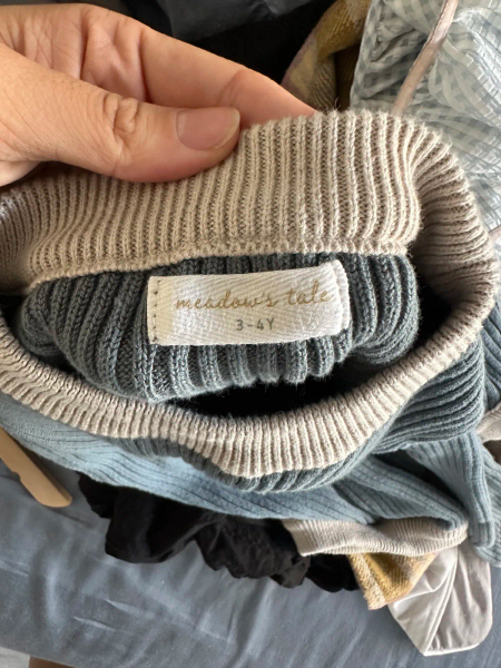 跳色羅紋針織上衣blue&beige image 1 of 0