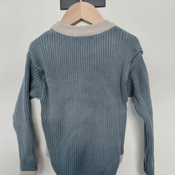 跳色羅紋針織上衣blue&beige image 1 of 0