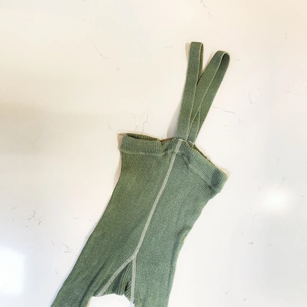 Silly Silas - 復古羅紋吊帶褲 - Matcha Oat Latte 抹茶燕麥拿鐵 1-2y image 1 of 0