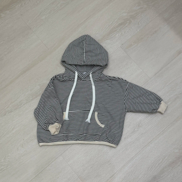 大口袋條紋連帽上衣 image 1 of 0