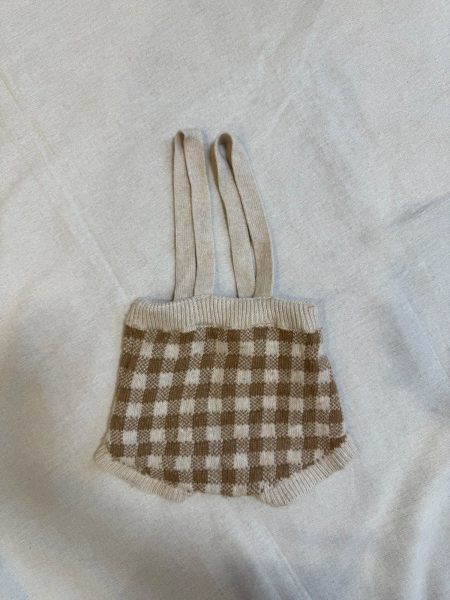 格紋針織吊帶短褲 image 1 of 0