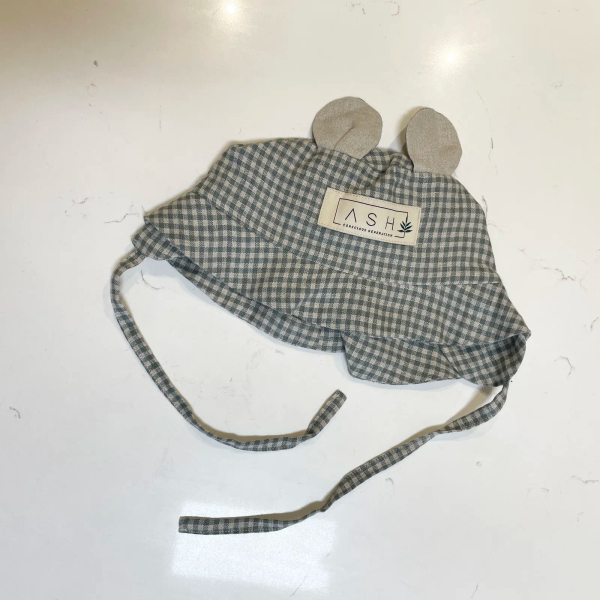 綠格熊漁夫帽 Linen Hat Bear Basil Gingham 51cm image 1 of 0