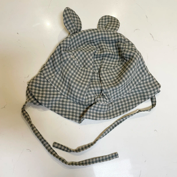 綠格熊漁夫帽 Linen Hat Bear Basil Gingham 51cm image 1 of 0