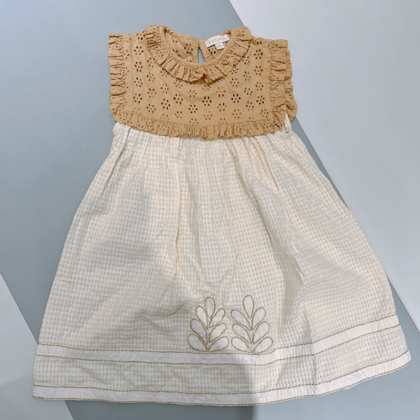 Honey Broderie/Natural Check Pia Dress image 1 of 0