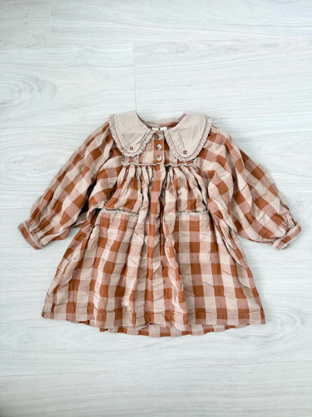 Lottie Dress - Seersucker Gingham in Russet image 1 of 0