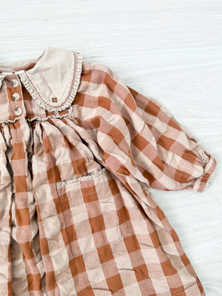 Lottie Dress - Seersucker Gingham in Russet image 1 of 0