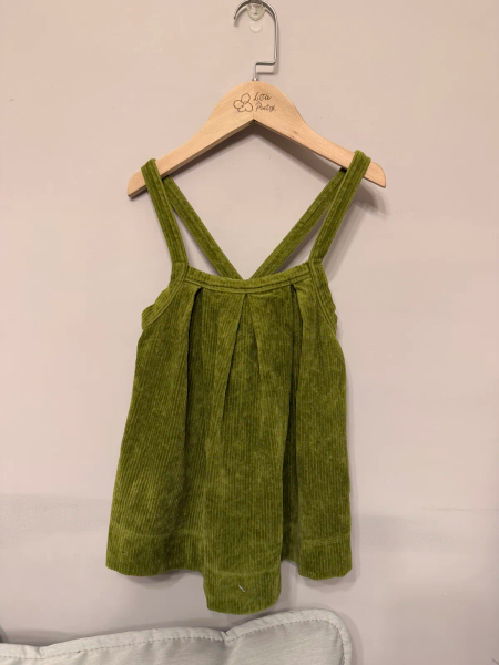 豌豆綠燈芯絨吊帶裙 image 1 of 0